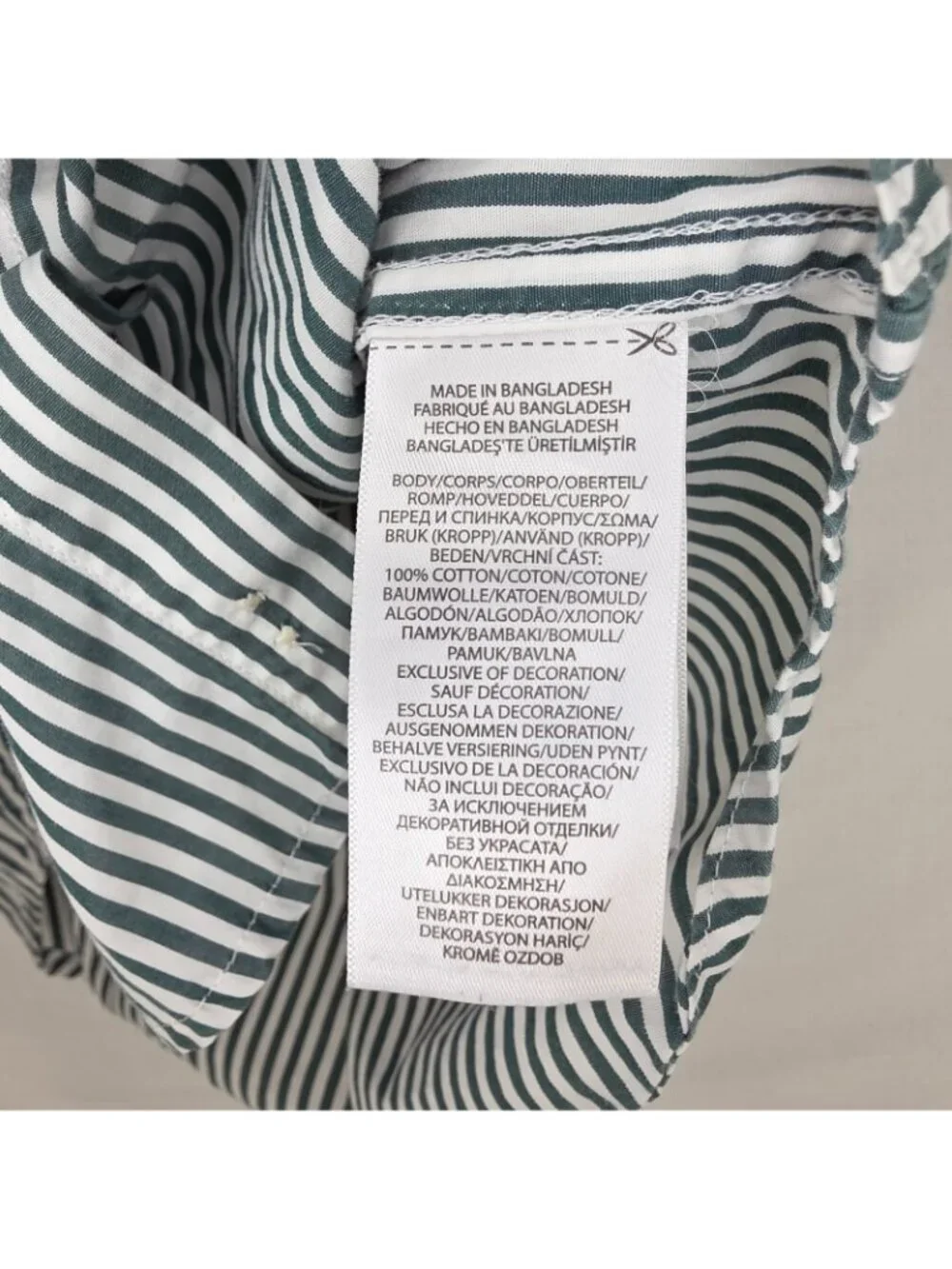 Ralph Lauren Button Shirt Boys 4/4T Green Natural Stretch 100% Cotton Striped